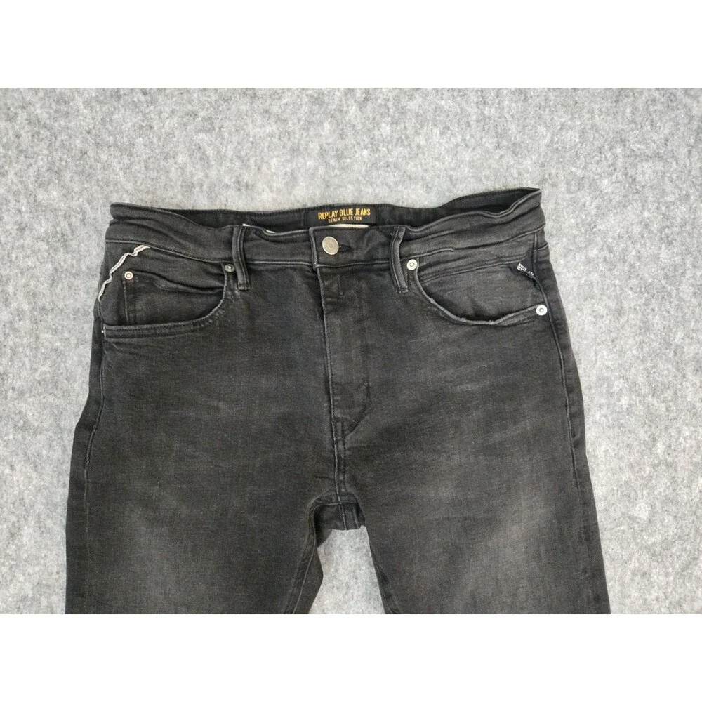REPLAY Men's Stretch Selvedge Jeans Sz 32 x 29 Black Denim Japan